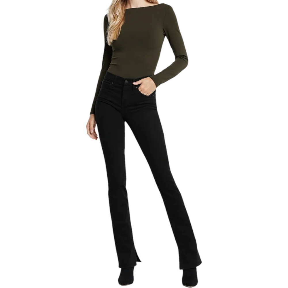 Express Skyscraper Mid Rise Jeans Womens 2R Double Black Denim Pants - Picture 2 of 9